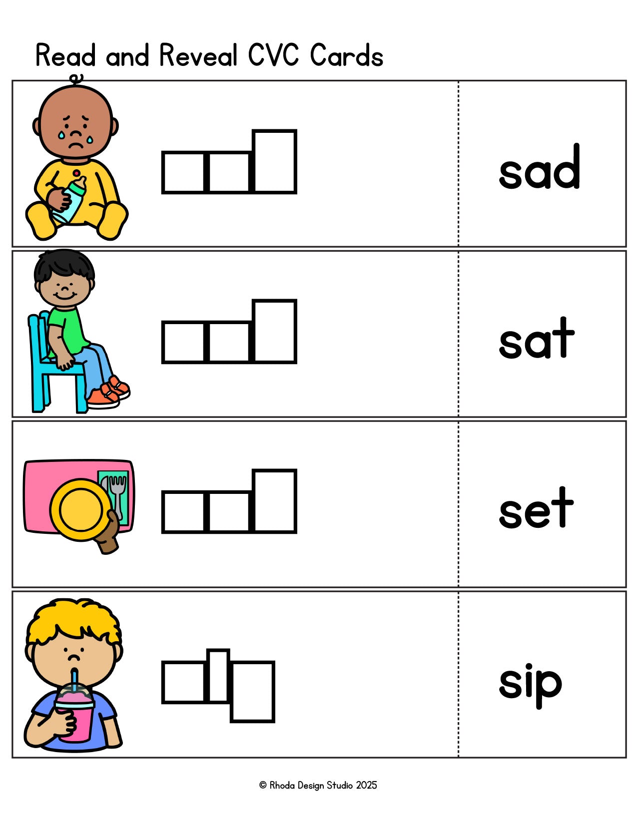 CVC Words Write and Reveal Cards