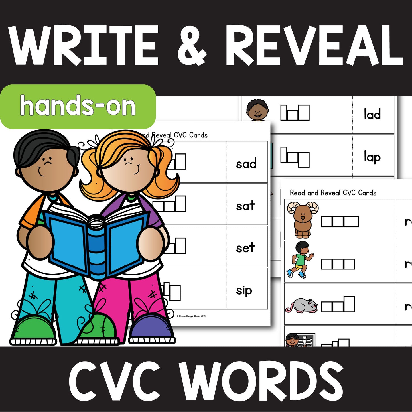 CVC Words Write and Reveal Cards