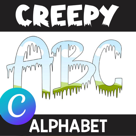 CREEPY Alphabet Frames in Canva