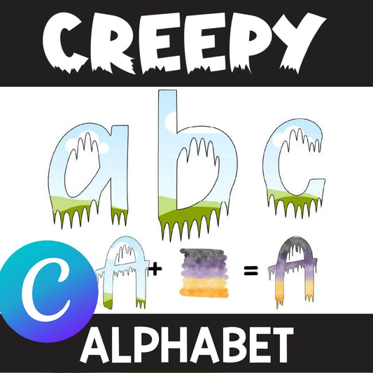 CREEPY Alphabet Frames in Canva