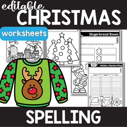 Christmas Editable Spelling Lists