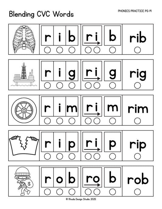 Blend and Read CVC Word Worksheets