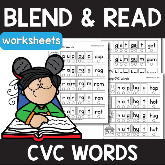 Blend and Read CVC Word Worksheets