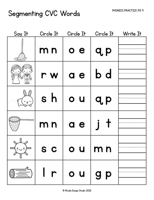 Segmenting CVC Word Worksheets