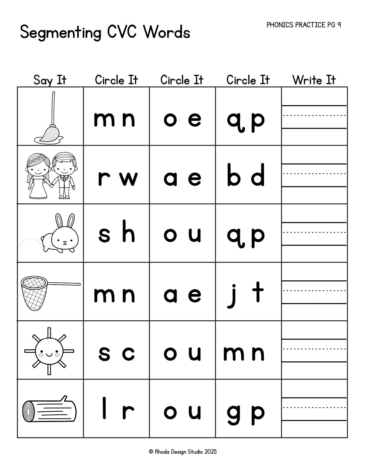Segmenting CVC Word Worksheets