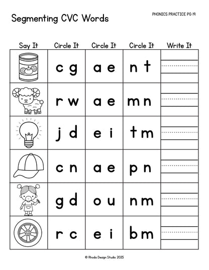 Segmenting CVC Word Worksheets