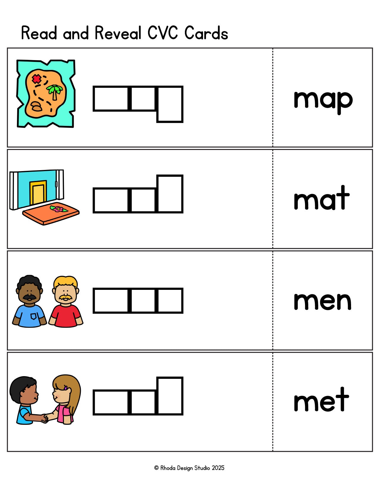 CVC Words Write and Reveal Cards