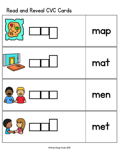 CVC Words Write and Reveal Cards