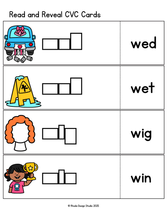 CVC Words Write and Reveal Cards