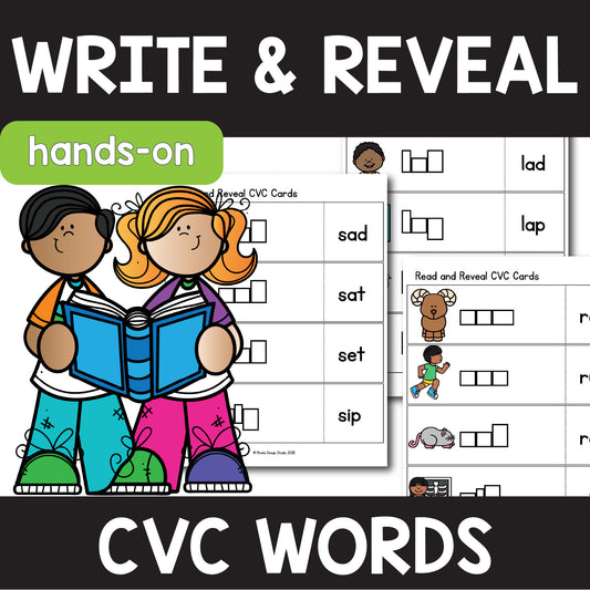 CVC Words Write and Reveal Cards