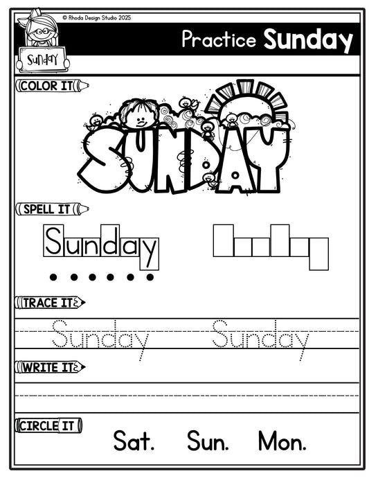 Days of the Week Worksheets
