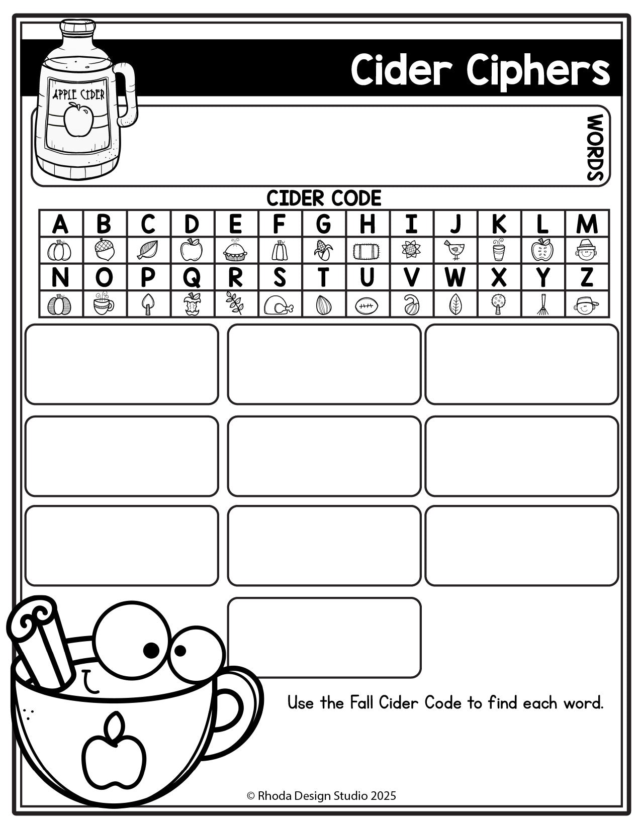 Autumn Editable Spelling Lists