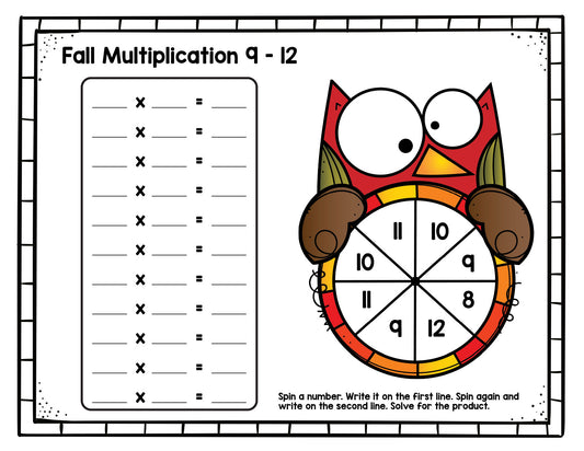 Spin and Solve Fall Multiplication Mats