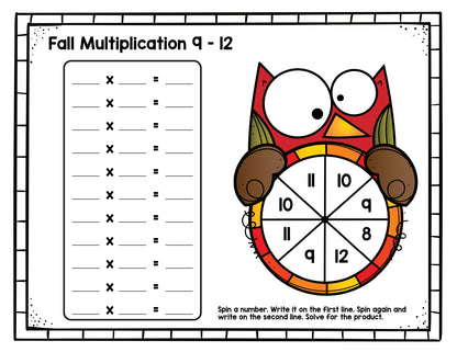 Spin and Solve Fall Multiplication Mats
