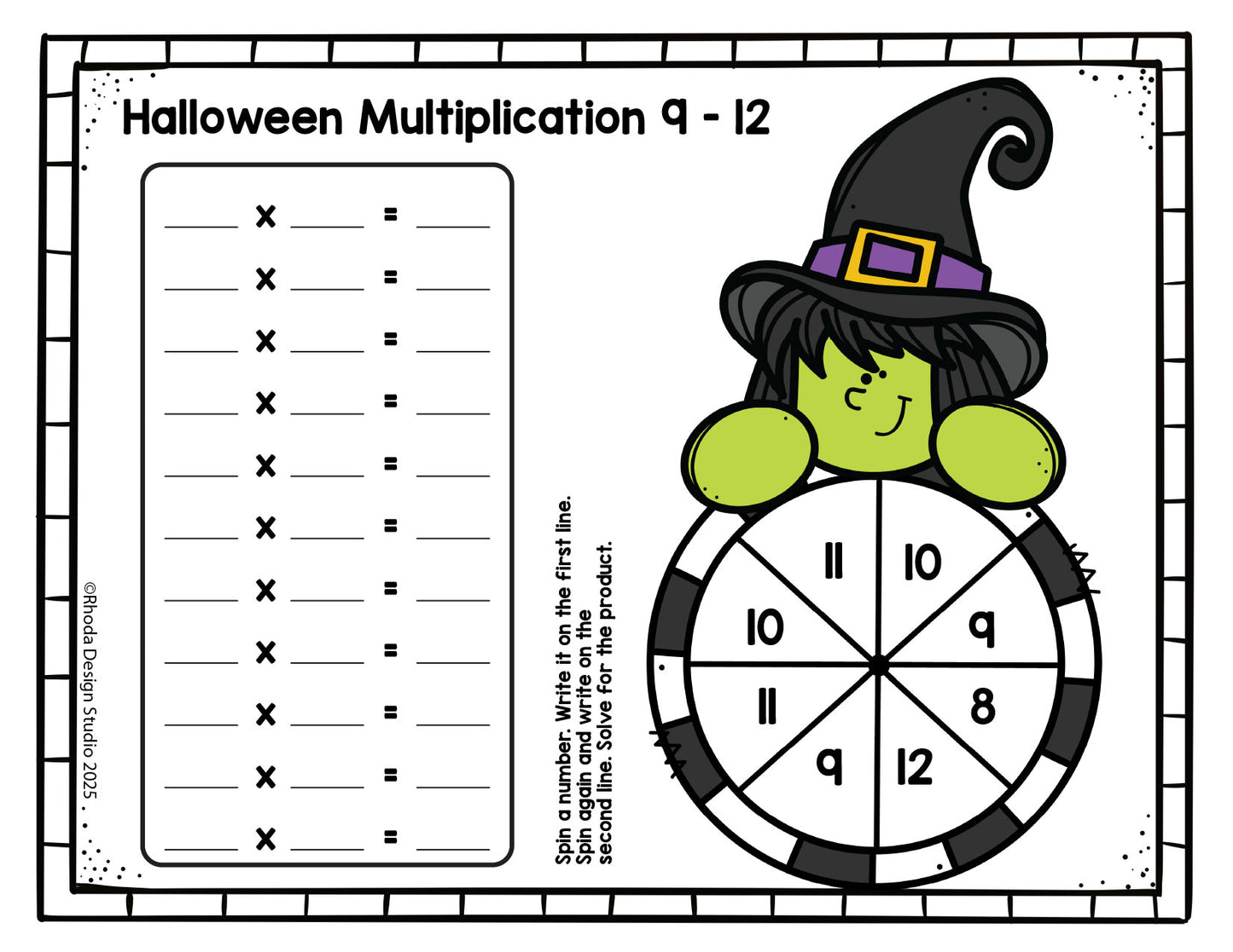 Spin and Solve Halloween Multiplication Mats