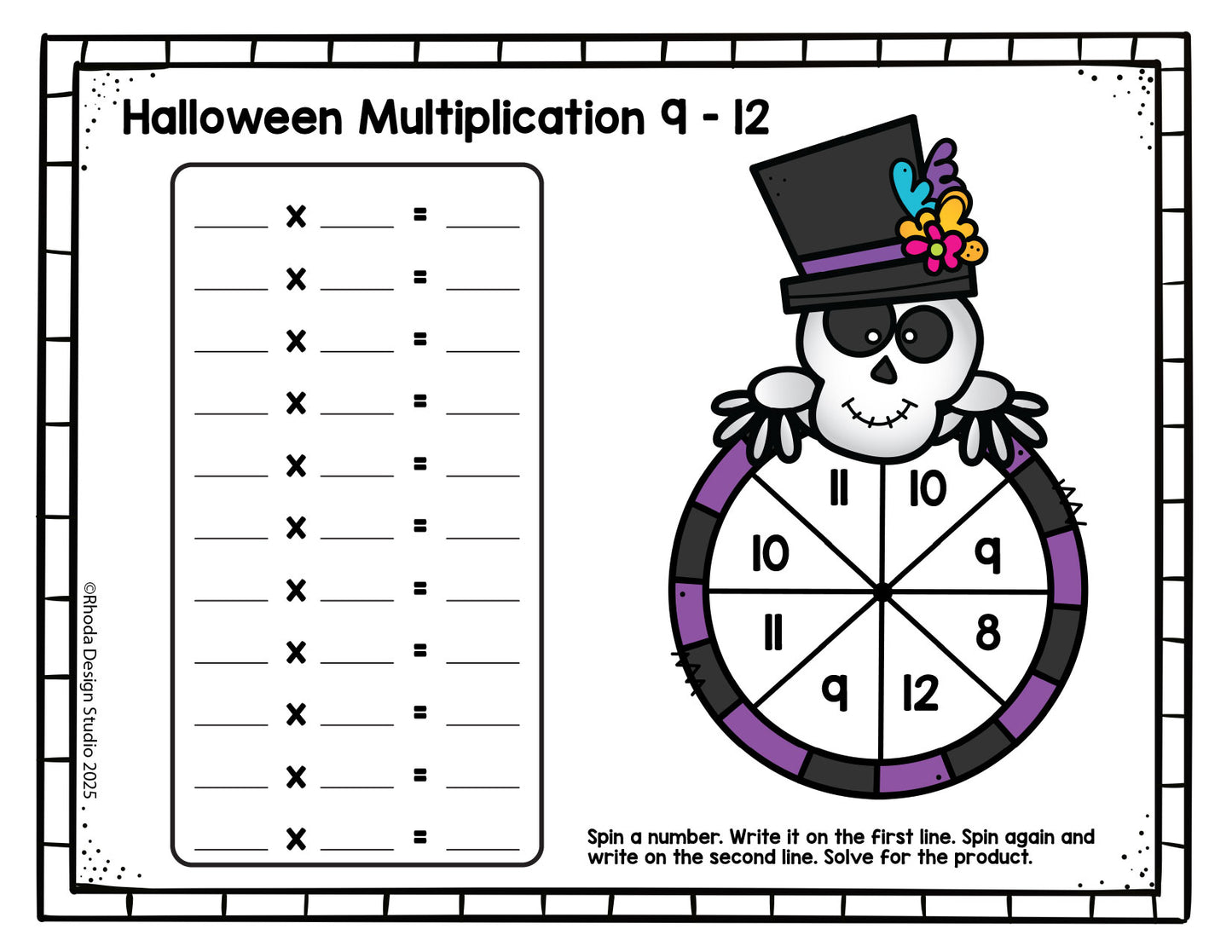 Spin and Solve Halloween Multiplication Mats