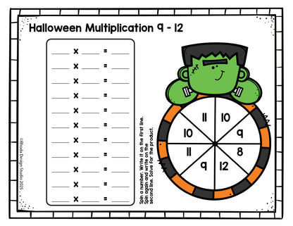 Spin and Solve Halloween Multiplication Mats