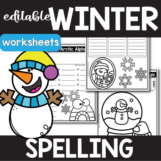 Winter Editable Spelling Lists