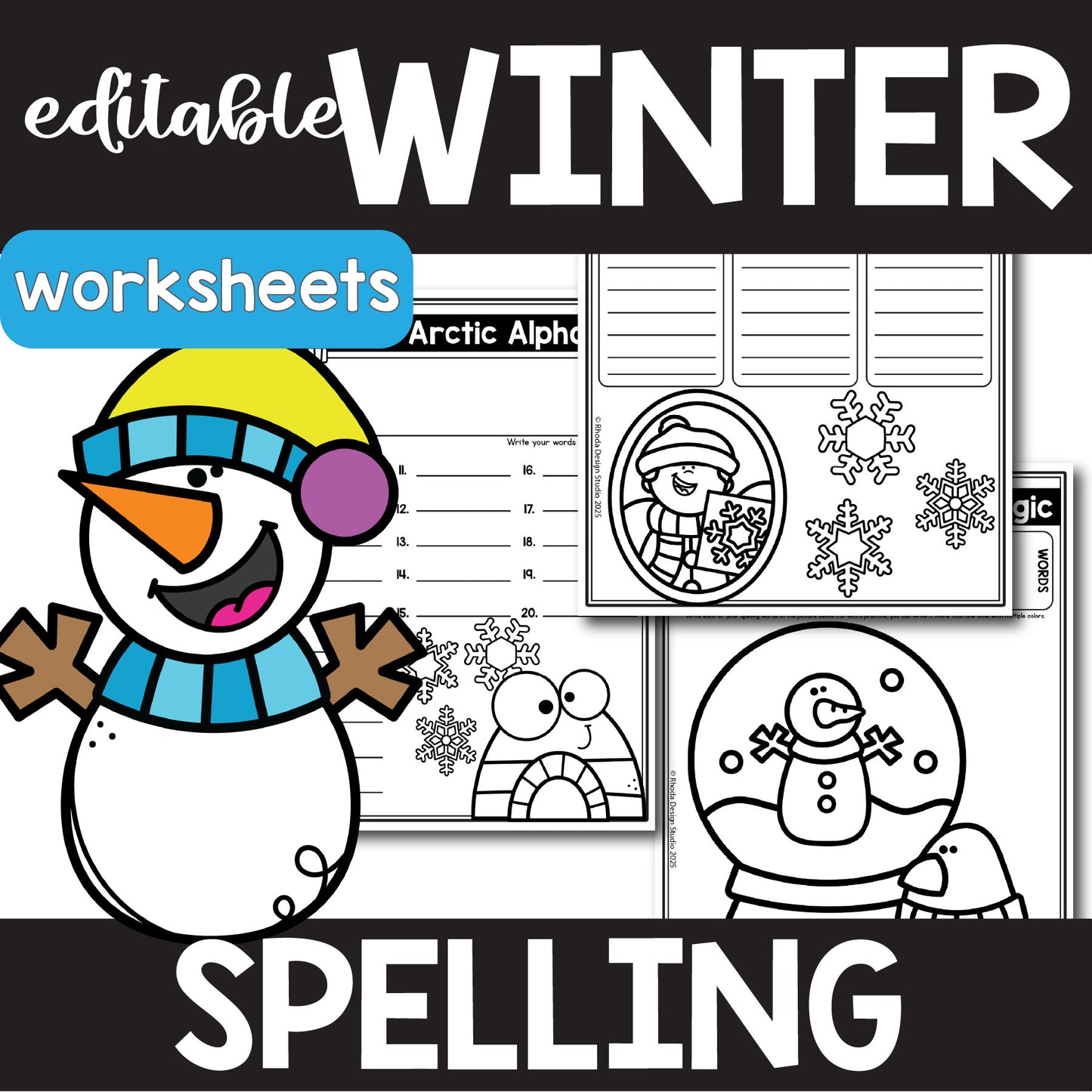 Winter Editable Spelling Lists