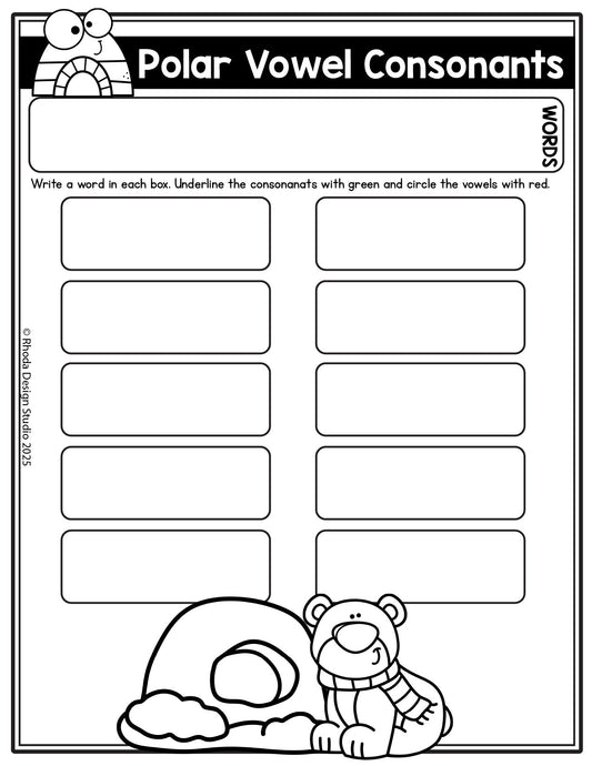 Winter Editable Spelling Lists