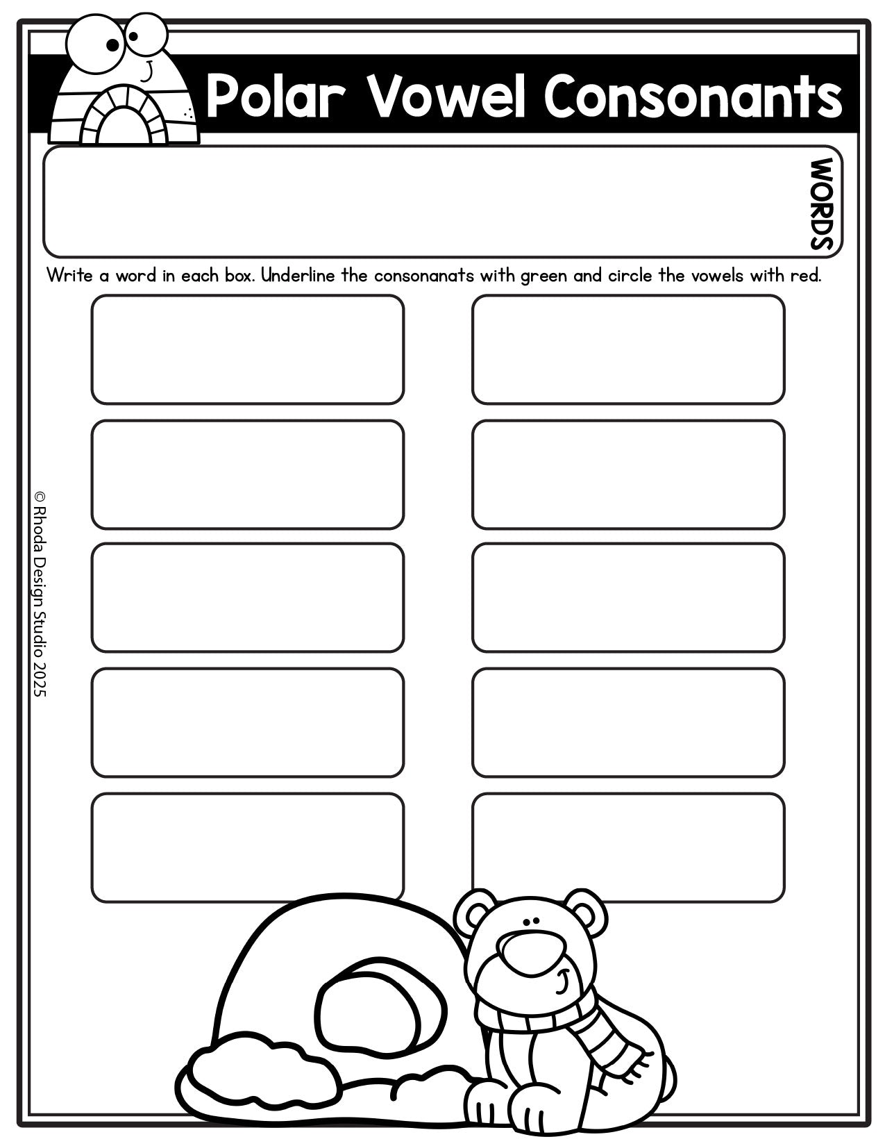 Winter Editable Spelling Lists