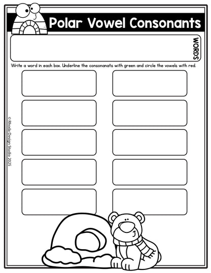 Winter Editable Spelling Lists