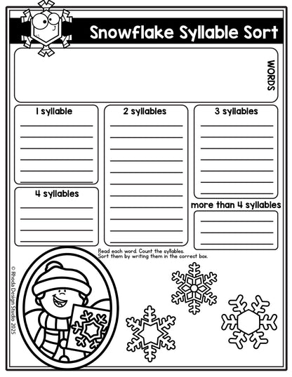 Winter Editable Spelling Lists