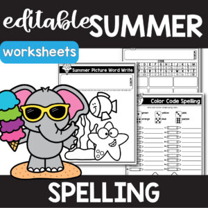 Summer Editable Spelling Lists